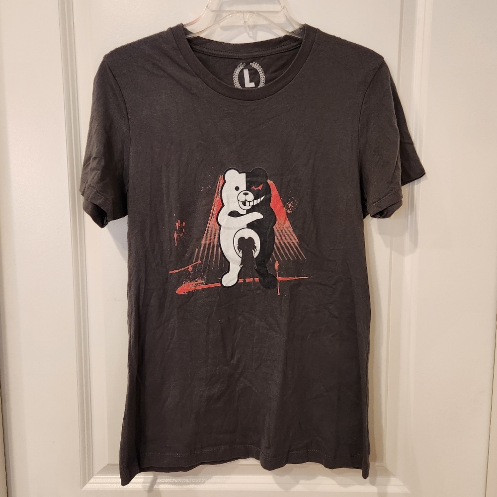Danganronpa Monokuma Gray Short Sleeve Graphic Print T-Shirt